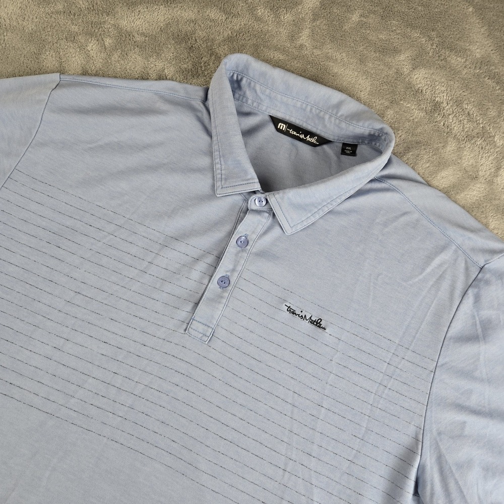 Travis Mathew Polo Shirt Mens XXL Blue Pima Cotton Short Sleeve Casual Golf